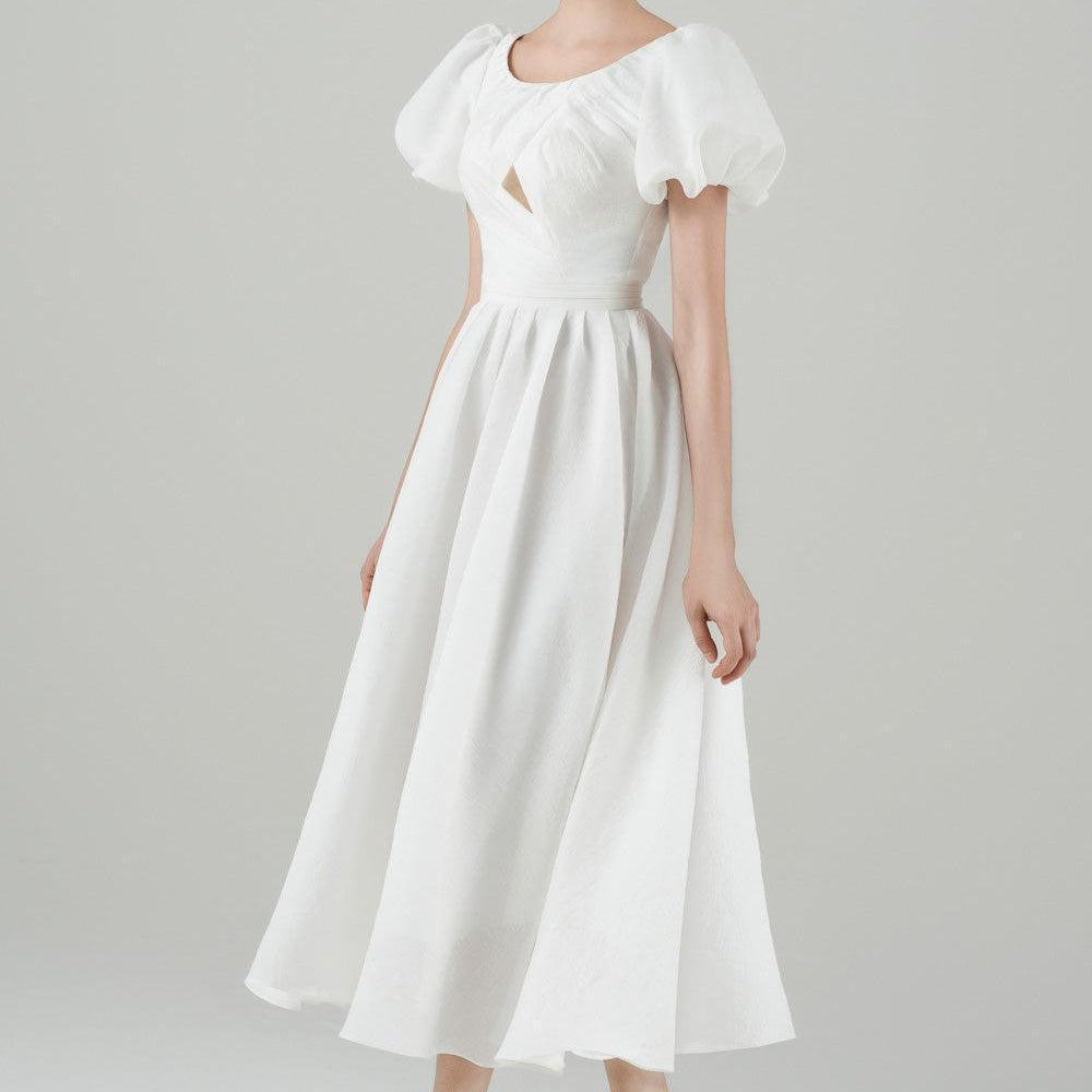 Agnese Fit and Flare Puffy Sleeved Rayon Midi Dress - MEAN BLVD