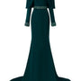 Ailani Mermaid Cape Shoulder Crepe Extra Long Length Dress - MEAN BLVD