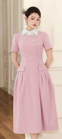 Aimi A-line Collared Neck Linen Cotton Midi Dress - MEAN BLVD