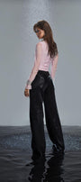 Ainsley Straight Cut-Out Wool Floor Length Trousers - MEAN BLVD