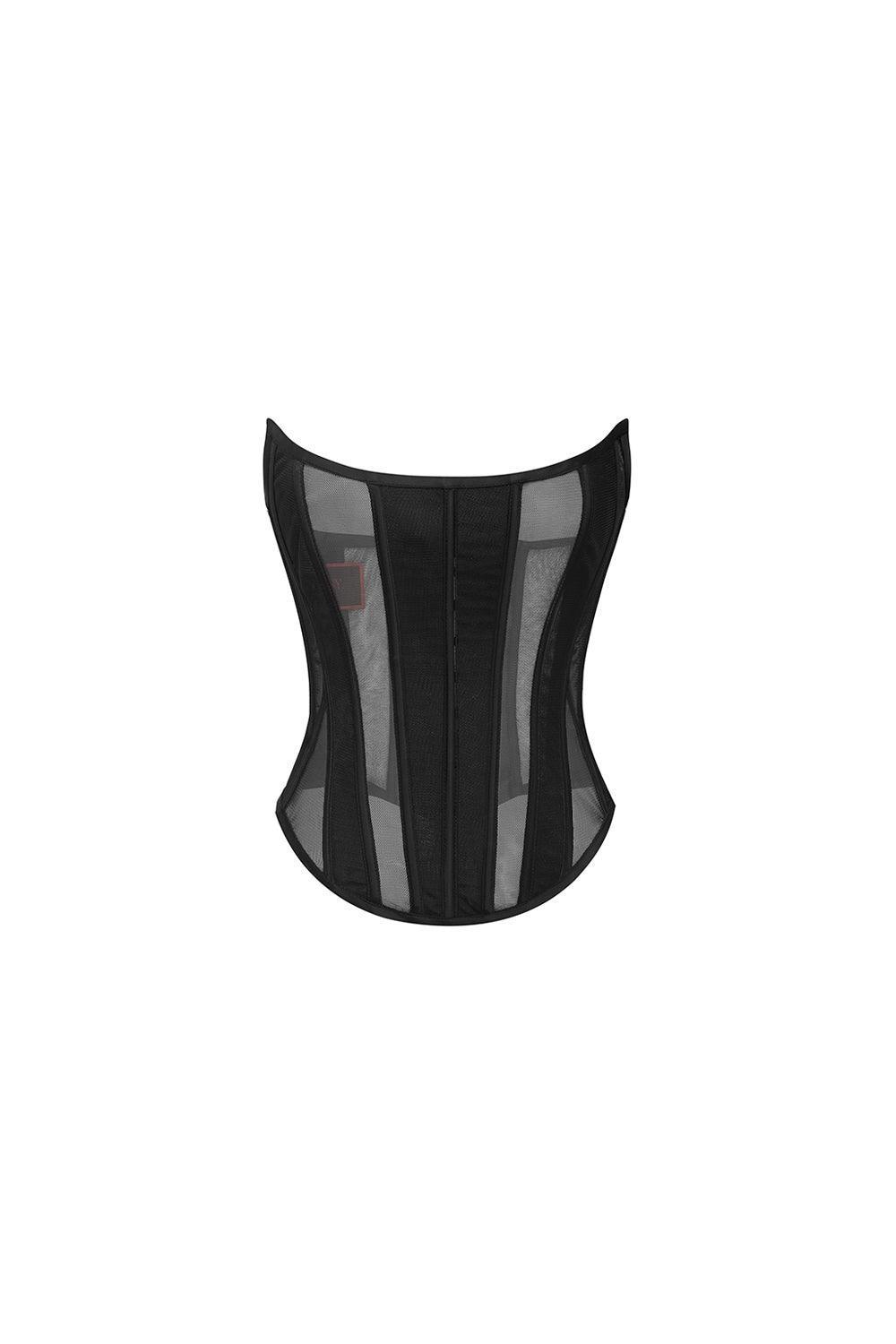 Alana Strapless Corset Waist Mesh Spandex Corset - MEAN BLVD