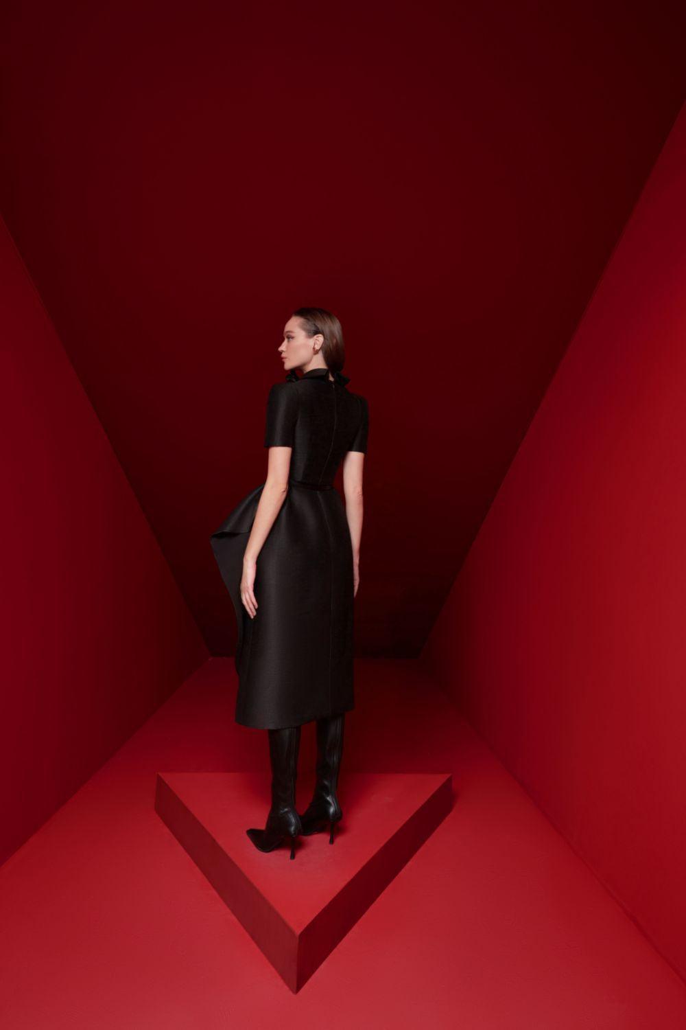 Alba Wrap V-Neck Taffeta Midi Dress - MEAN BLVD