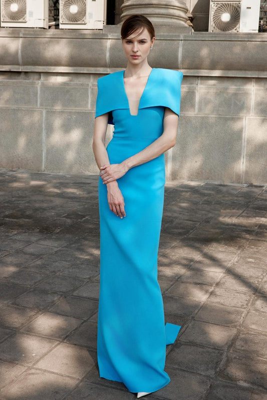 Aldwark Sheath Cape Sleeved Foam Floor Length Dress - MEAN BLVD