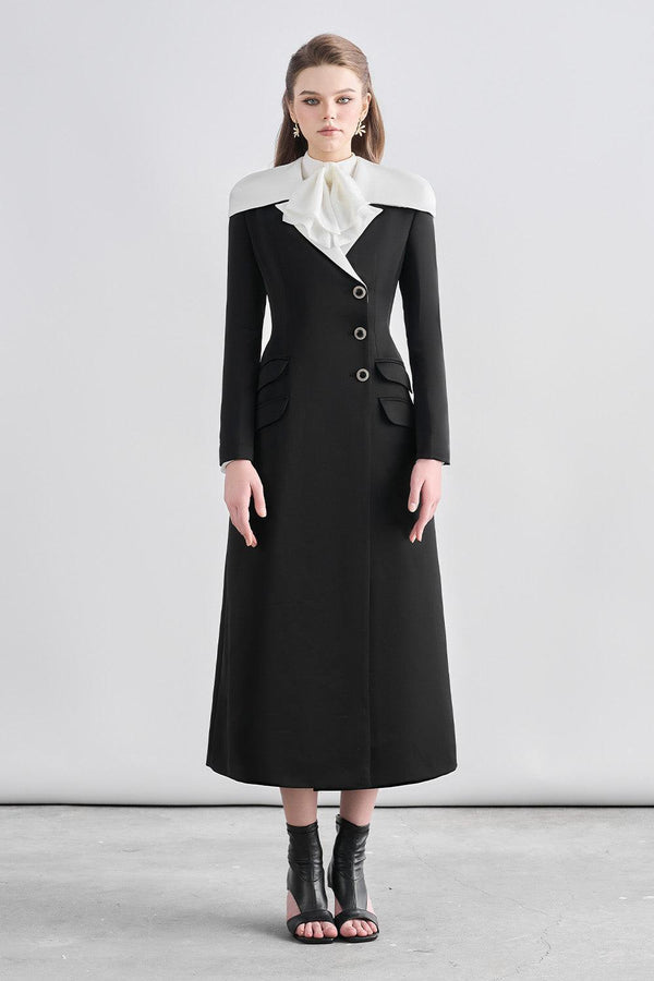 Alejandra A-line V-Neck Chanel Calf Length Trench Coat - MEAN BLVD