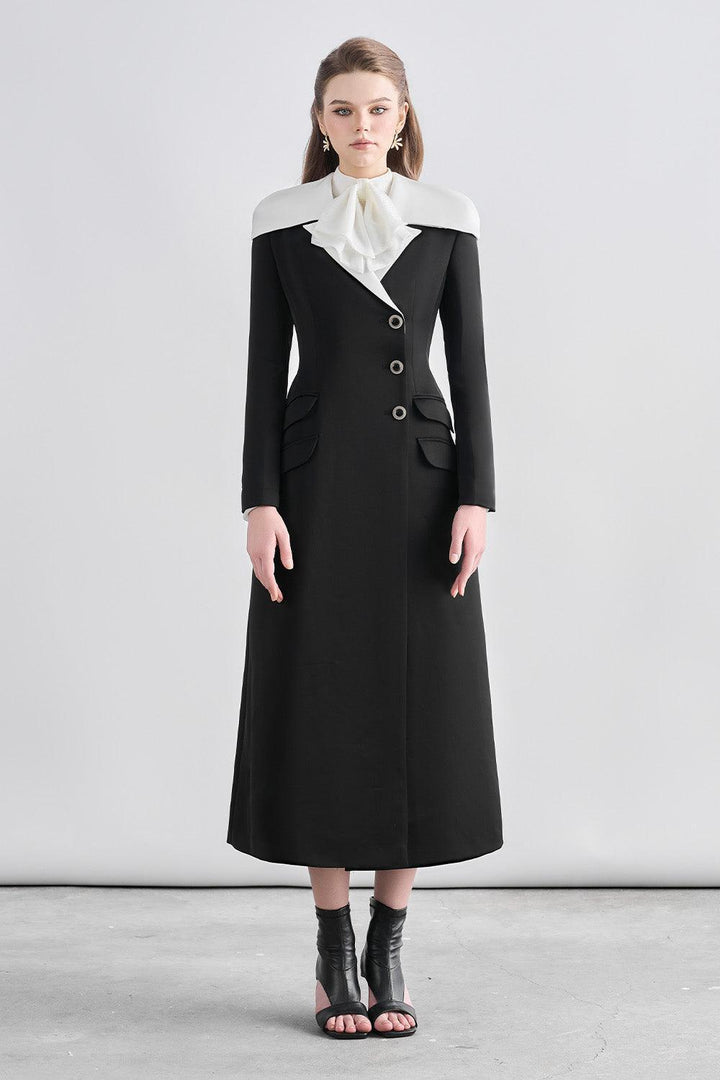 Alejandra A-line V-Neck Chanel Calf Length Trench Coat - MEAN BLVD