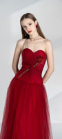 Alena A-line Sweetheart Neck Mesh Floor Length Dress - MEAN BLVD