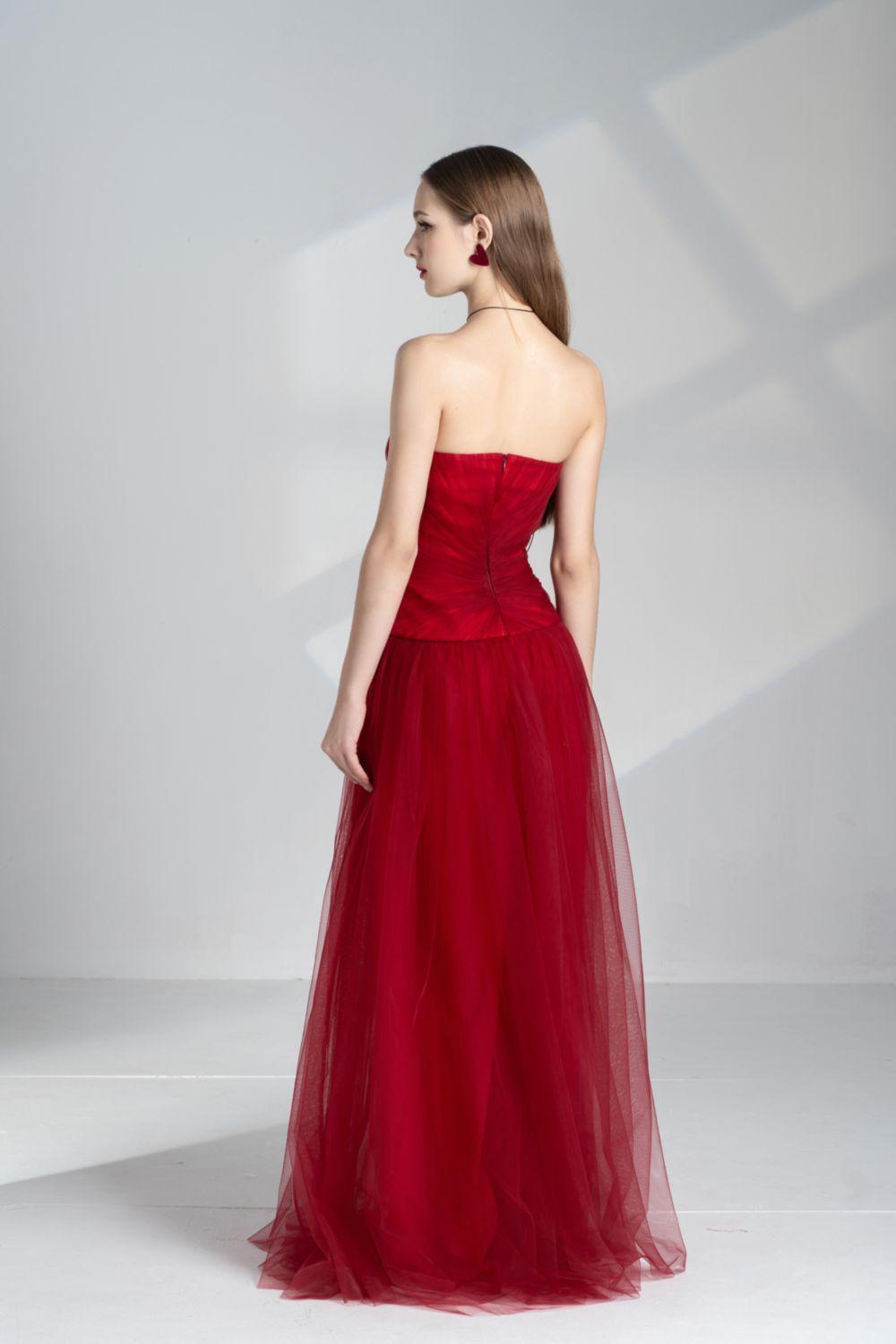 Alena A-line Sweetheart Neck Mesh Floor Length Dress - MEAN BLVD