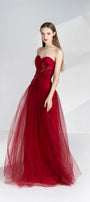 Alena A-line Sweetheart Neck Mesh Floor Length Dress - MEAN BLVD