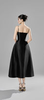 Alessa Fit and Flare Spaghetti Strap Taffeta Midi Dress - MEAN BLVD
