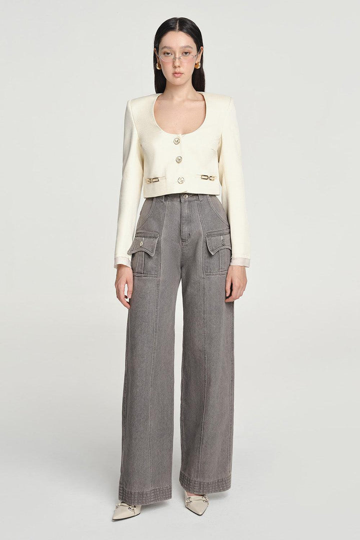 Alessandra Woven Cropped Jacket - MEAN BLVD