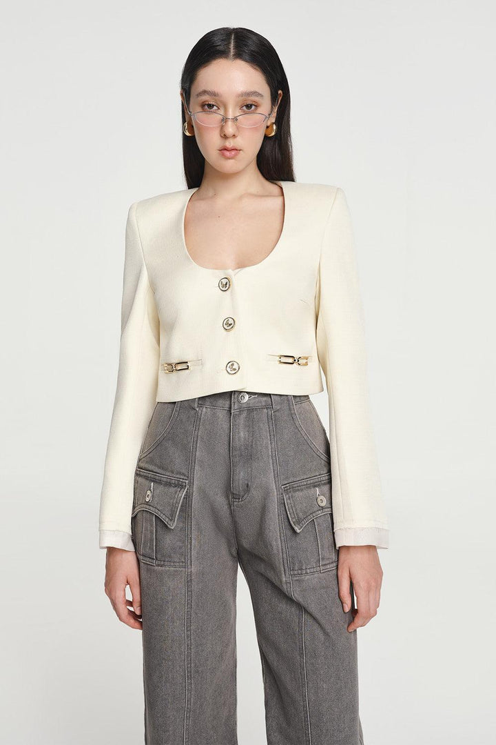 Alessandra Woven Cropped Jacket - MEAN BLVD