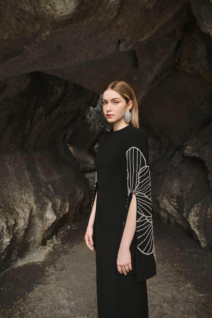 Alexa Sheath Split Sleeved Crepe Midi Dress - MEAN BLVD