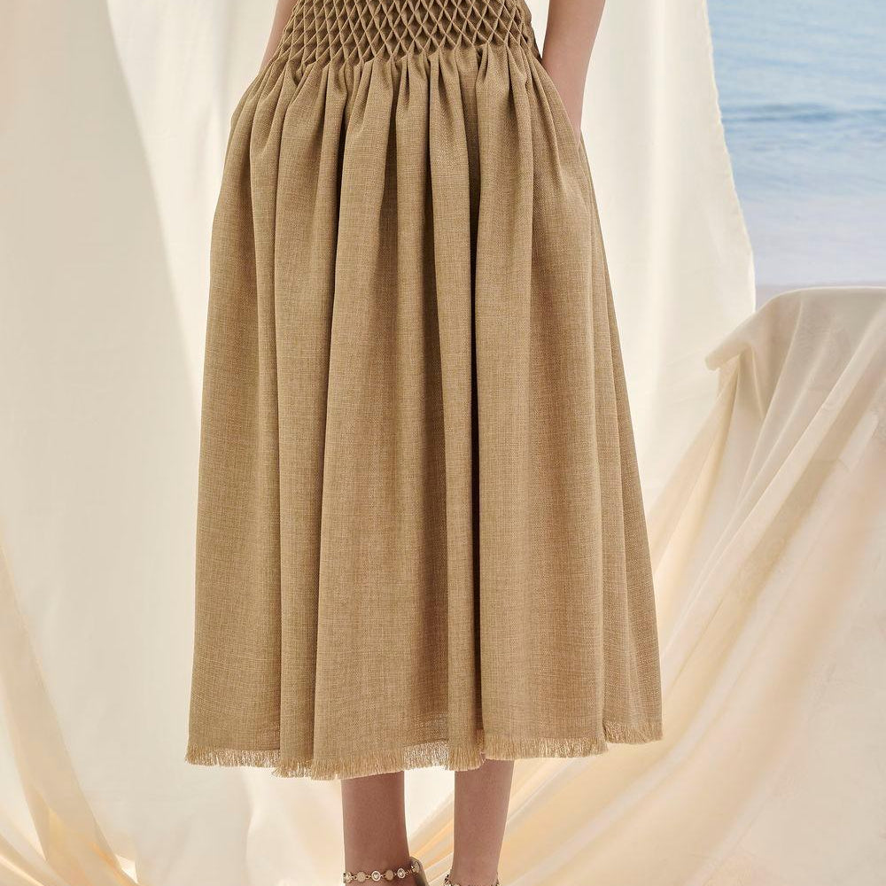 Alice Bertha Drop Waist Draped Tweed Midi Skirt - MEAN BLVD