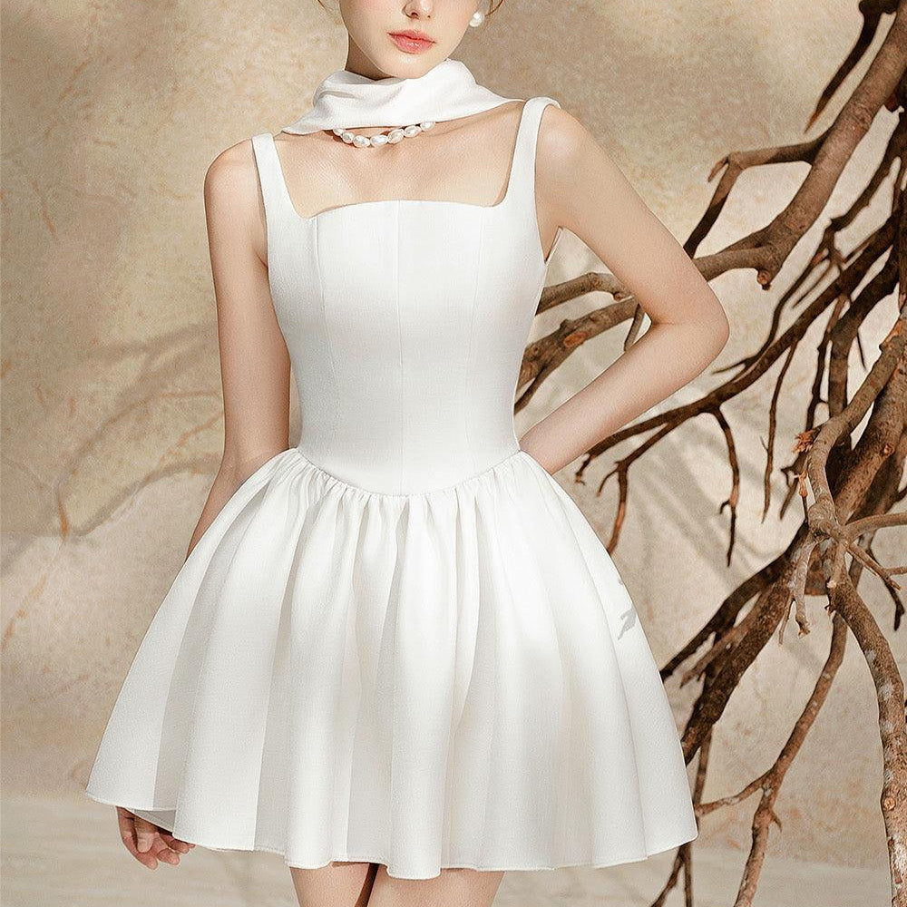 Women's Alice Fit and Flare Sleeveless Floss Mini Dress XS/S/M/L/Customize White MEAN BLVD, White / XS Women's Alice Fit and Flare Sleeveless Floss Mini Dress XS/S/M/L/Customize White MEAN BLVD, White / XS