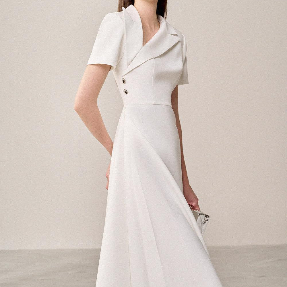 Alin A-line Diagonal Neck Polyester Midi Dress - MEAN BLVD