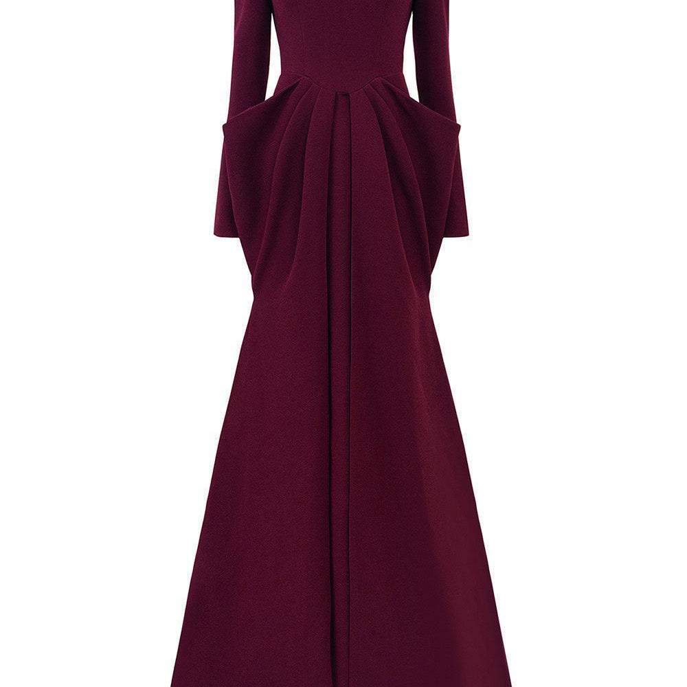 Alina Pegged Draped Velvet Floor Length Dress - MEAN BLVD