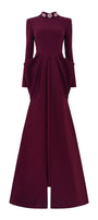 Alina Pegged Draped Velvet Floor Length Dress - MEAN BLVD