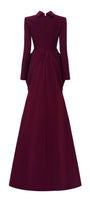 Alina Pegged Draped Velvet Floor Length Dress - MEAN BLVD