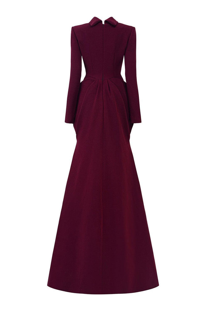 Alina Pegged Draped Velvet Floor Length Dress - MEAN BLVD