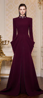 Alina Pegged Draped Velvet Floor Length Dress - MEAN BLVD