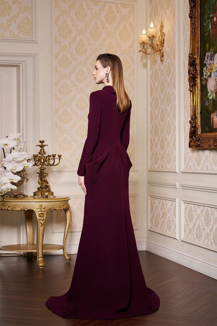 Alina Pegged Draped Velvet Floor Length Dress - MEAN BLVD