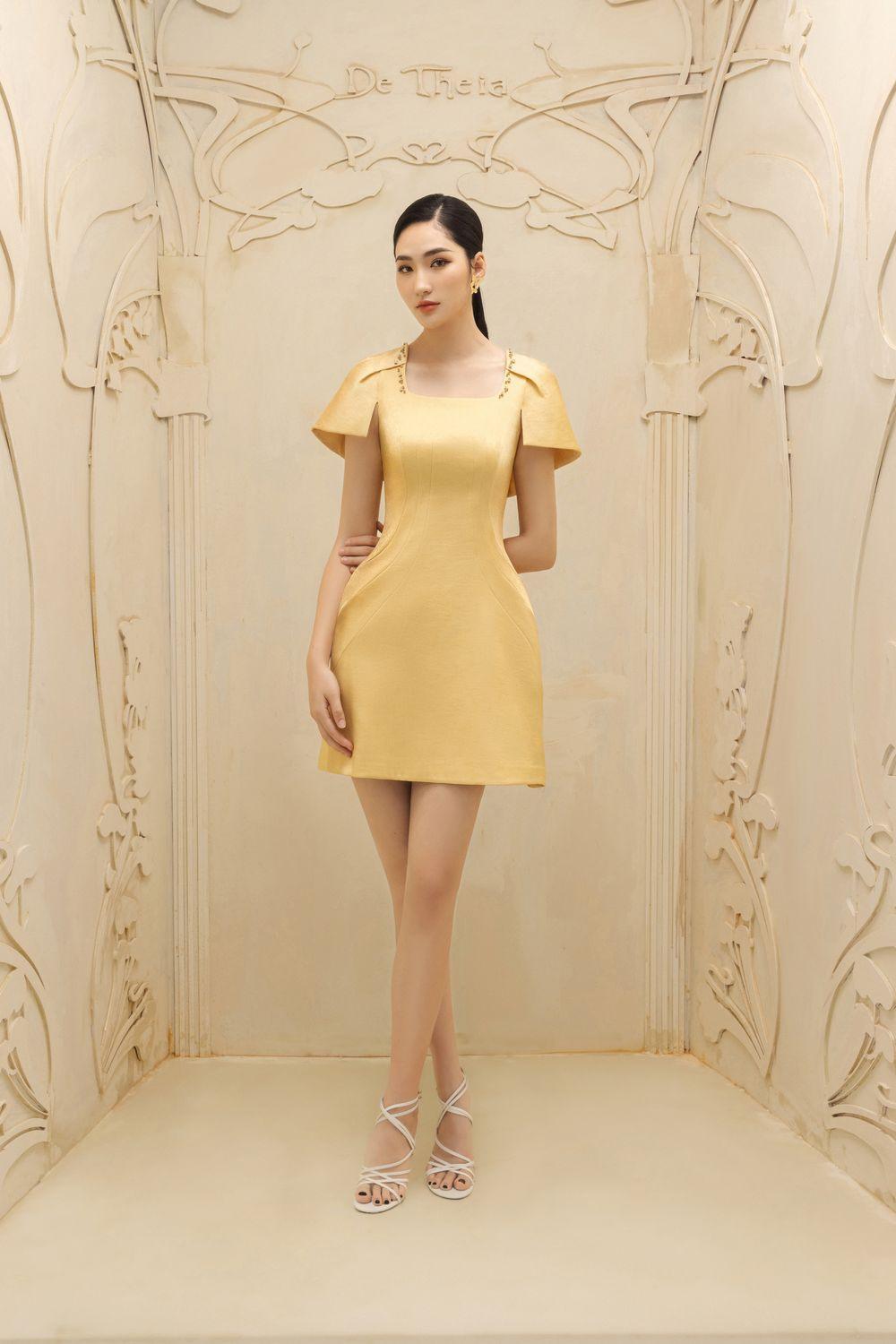 Women's Aline A-line Square Neck Organza Mini Dress S/M/L/XL Yellow