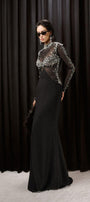 Alisson Mermaid Long Sleeved Mesh Silk Floor Length Dress - MEAN BLVD