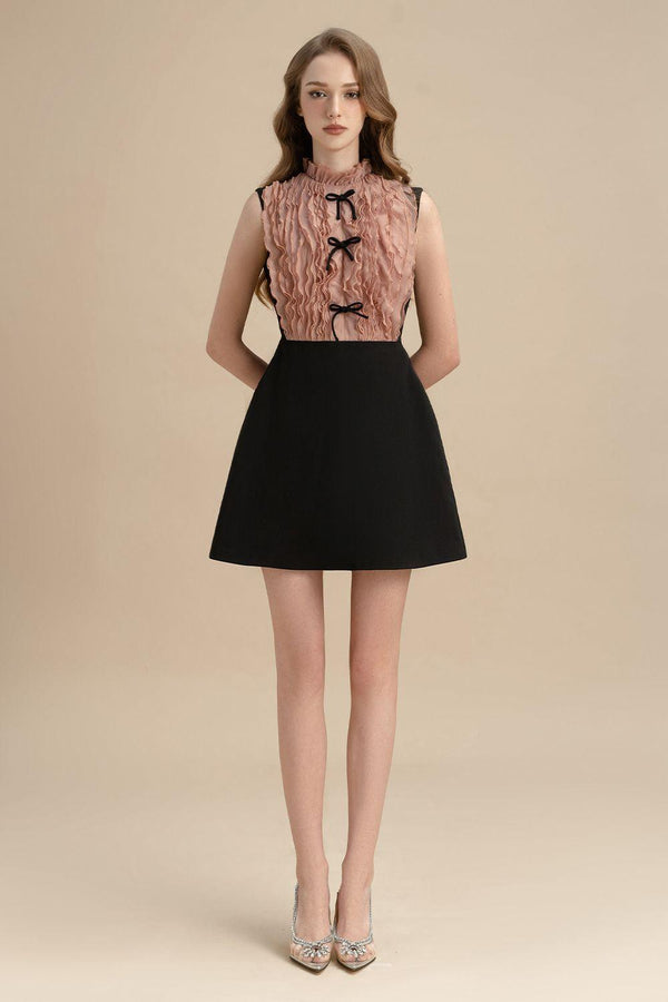 Allegra A-line Ruffle Trim Cotton Polyester Mini Dress - MEAN BLVD