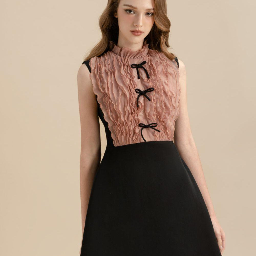 Allegra A-line Ruffle Trim Cotton Polyester Mini Dress - MEAN BLVD