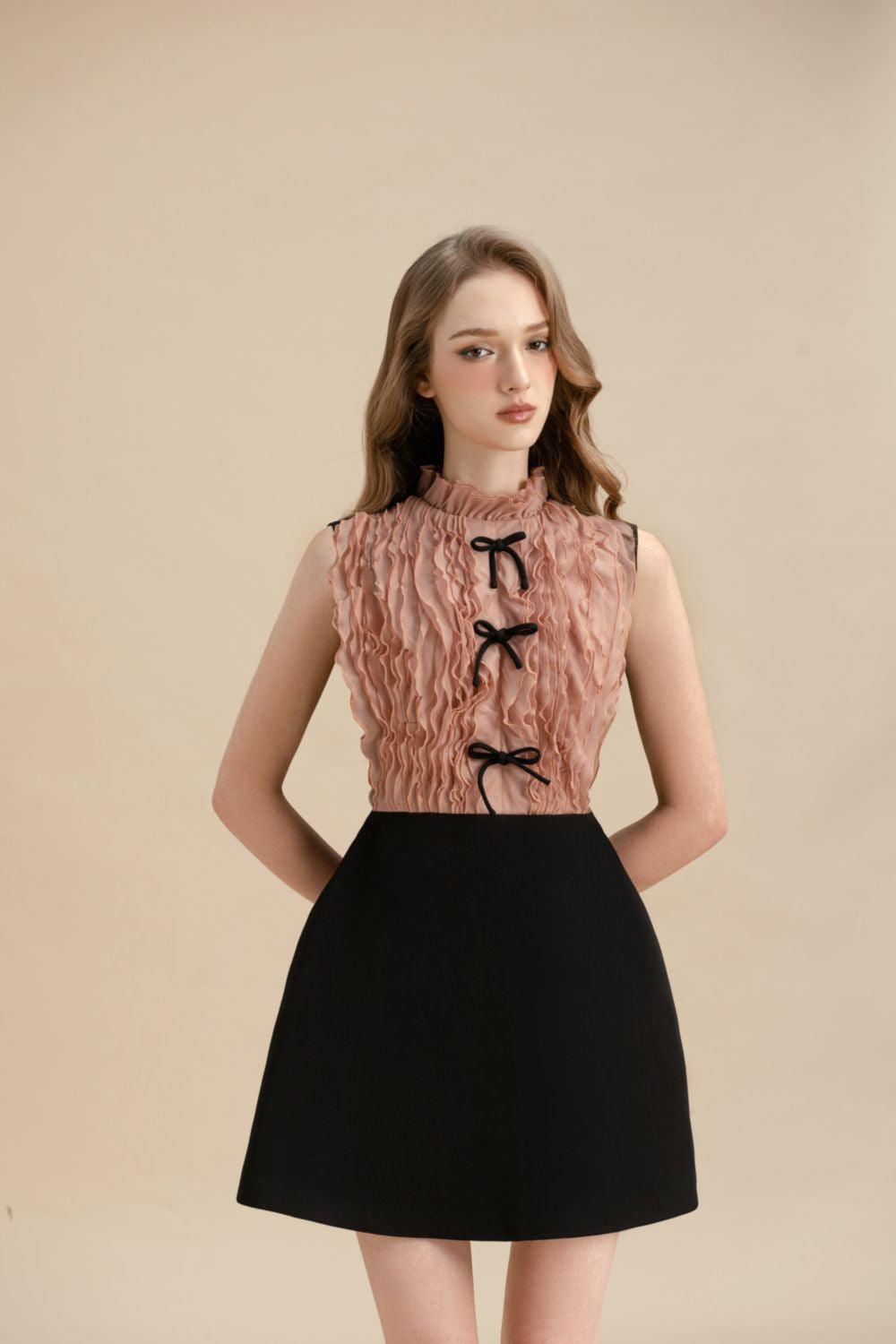 Allegra A-line Ruffle Trim Cotton Polyester Mini Dress - MEAN BLVD