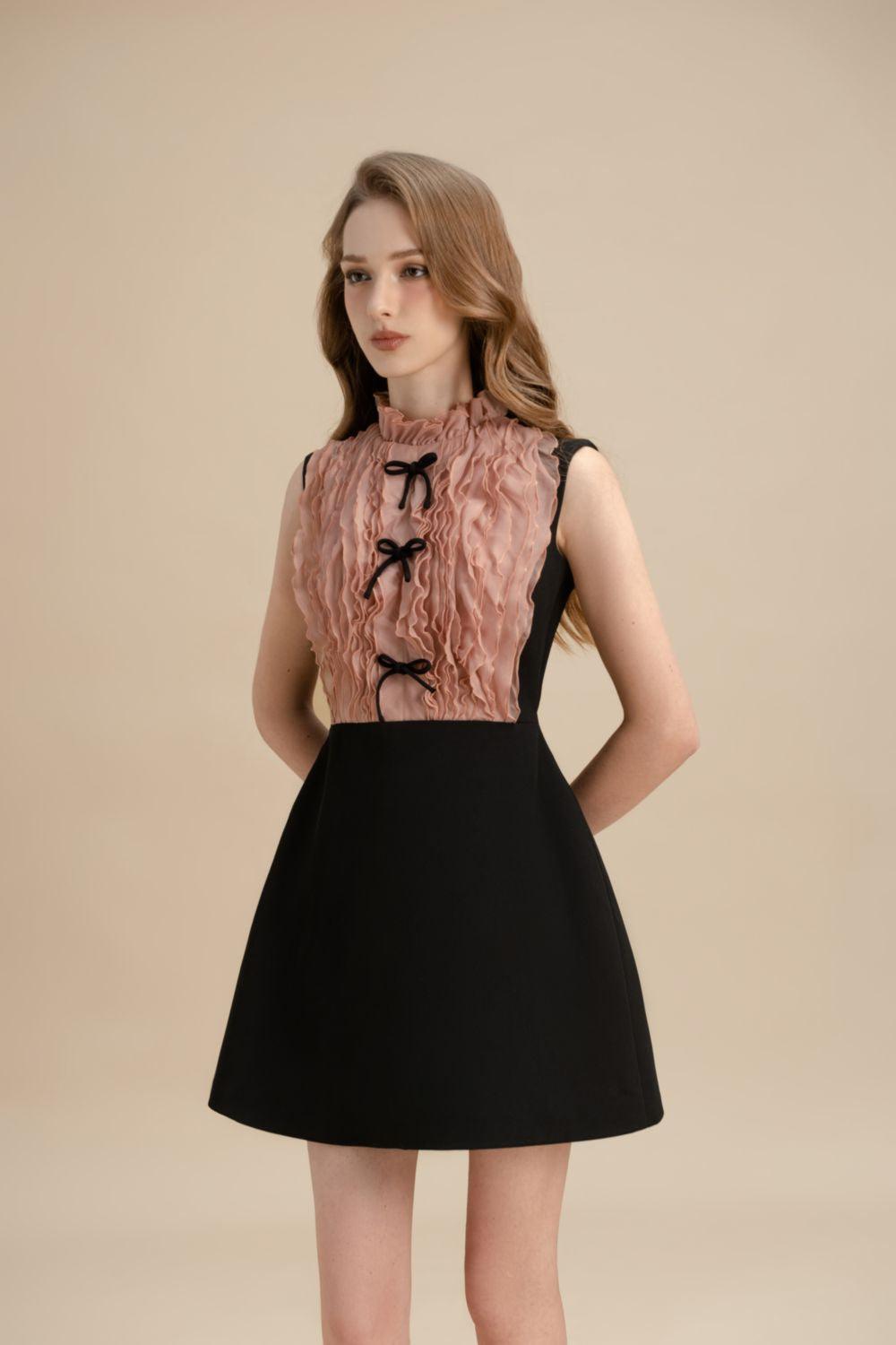 Women's Allegra A-line Ruffle Trim Cotton Polyester Mini Dress XS/S/M/L/XL Black MEAN BLVD, Black / XS Women's Allegra A-line Ruffle Trim Cotton Polyester Mini Dress XS/S/M/L/XL Black MEAN BLVD, Black / XS