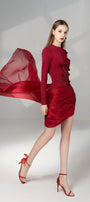 Allie Asymmetric Round Neck Spandex Mini Dress - MEAN BLVD