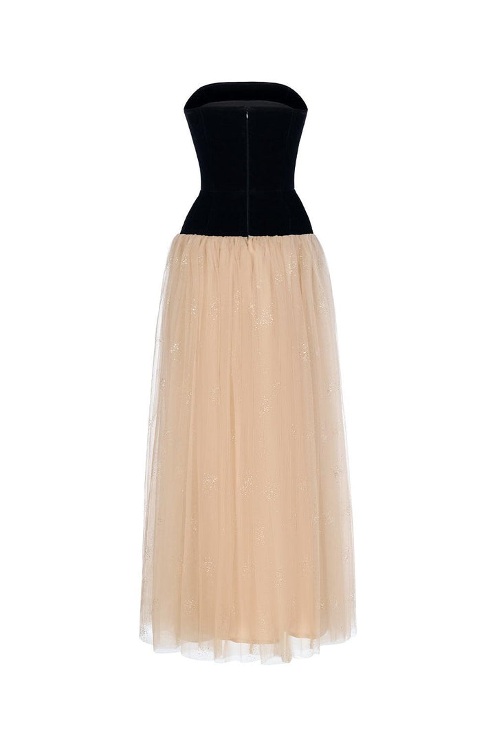 Allure Strapless Gathered Tulle Ankle Length Dress - MEAN BLVD