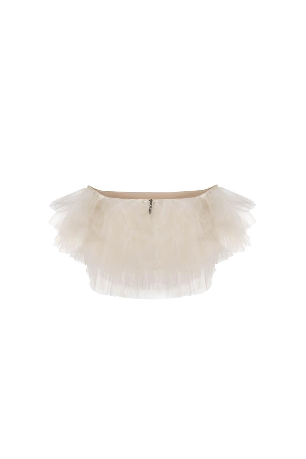 Almira Pleated Ruffled Tulle Crop Top - MEAN BLVD
