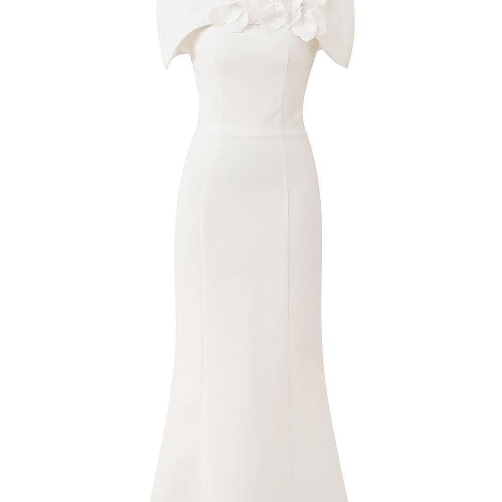 Almira Trumpet Round Neck Polycotton Midi Dress - MEAN BLVD