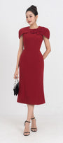 Almira Trumpet Round Neck Polycotton Midi Dress - MEAN BLVD