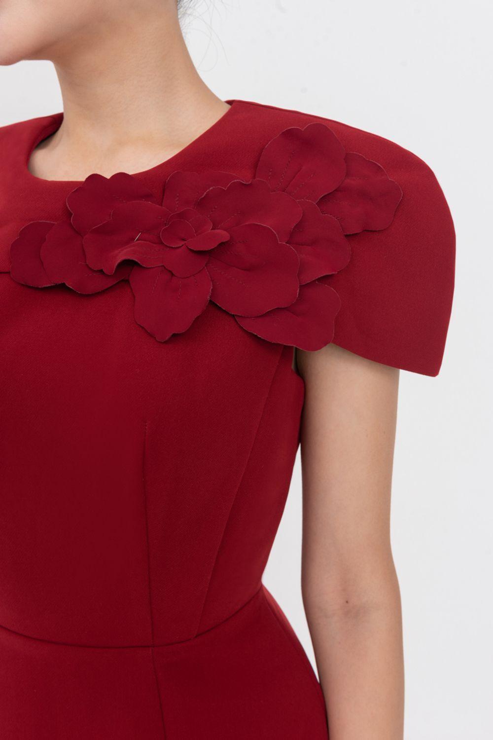 Almira Trumpet Round Neck Polycotton Midi Dress - MEAN BLVD
