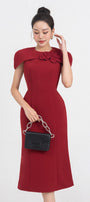 Almira Trumpet Round Neck Polycotton Midi Dress - MEAN BLVD