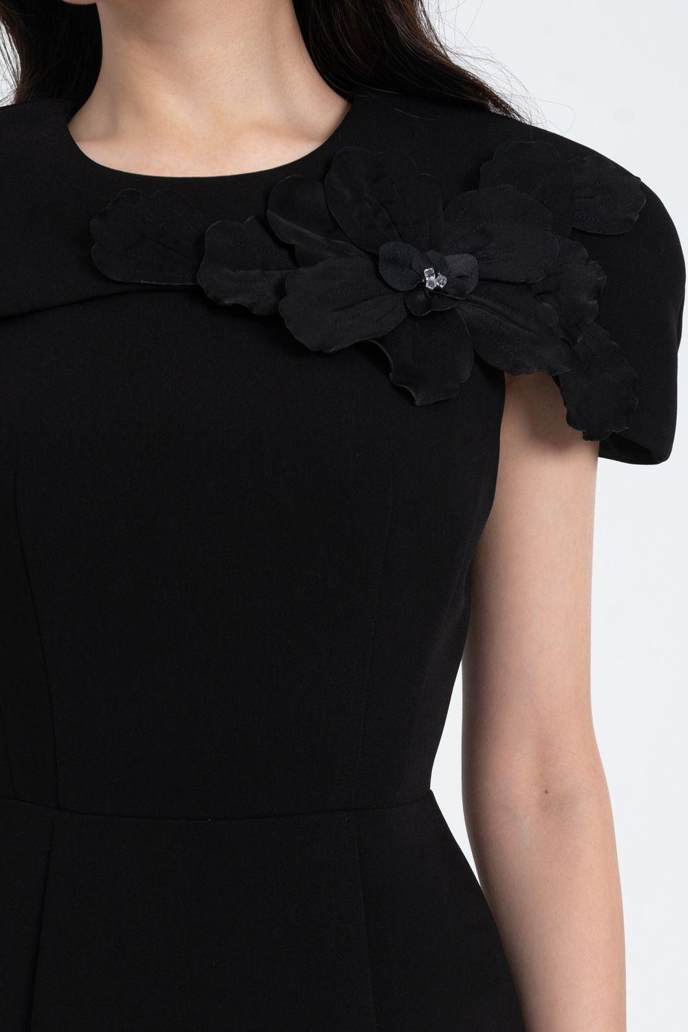 Almira Trumpet Round Neck Polycotton Midi Dress - MEAN BLVD