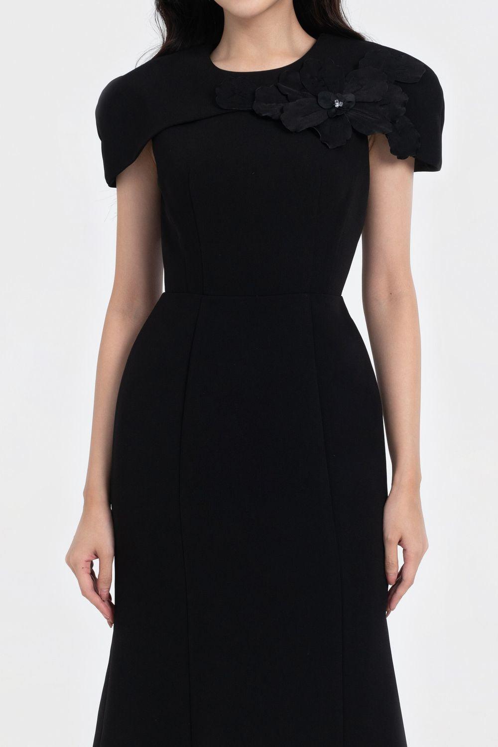 Almira Trumpet Round Neck Polycotton Midi Dress - MEAN BLVD