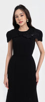 Almira Trumpet Round Neck Polycotton Midi Dress - MEAN BLVD