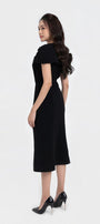 Almira Trumpet Round Neck Polycotton Midi Dress - MEAN BLVD