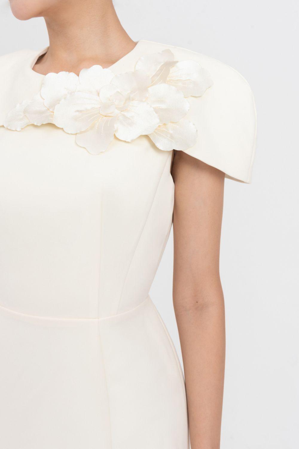 Almira Trumpet Round Neck Polycotton Midi Dress - MEAN BLVD