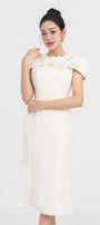 Almira Trumpet Round Neck Polycotton Midi Dress - MEAN BLVD