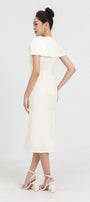 Almira Trumpet Round Neck Polycotton Midi Dress - MEAN BLVD