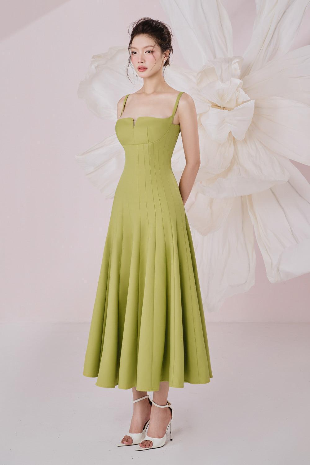 Women's Alora A-line Draped Sandy Crepe Midi Dress S/M/L/Customize Avocado Green/Black MEAN BLVD Avocado Green / S Women's Alora A-line Draped Sandy Crepe Midi Dress S/M/L/Customize Avocado Green/Black MEAN BLVD Avocado Green / S