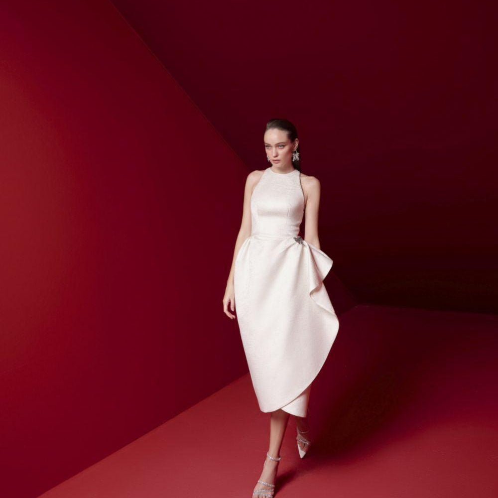 Alora Wrap Sleeveless Brocade Midi Dress - MEAN BLVD