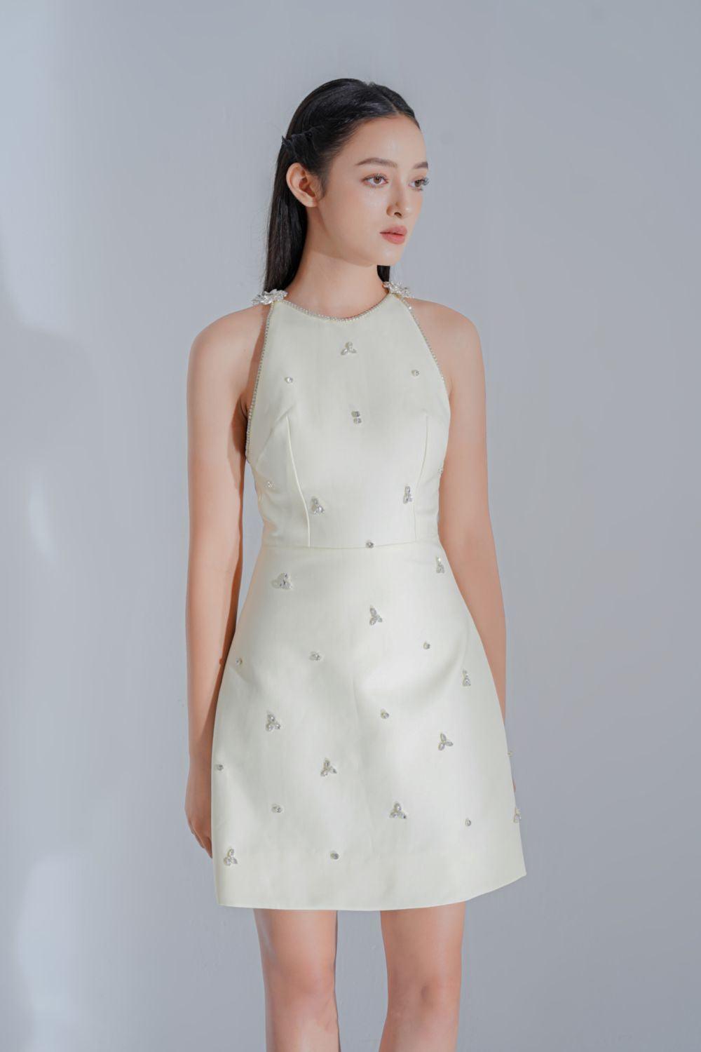 Women's Althea A-Line Sleeveless Jacquard Mini Dress XS/S/M/L/XL Vanilla Mean Blvd Vanilla / M