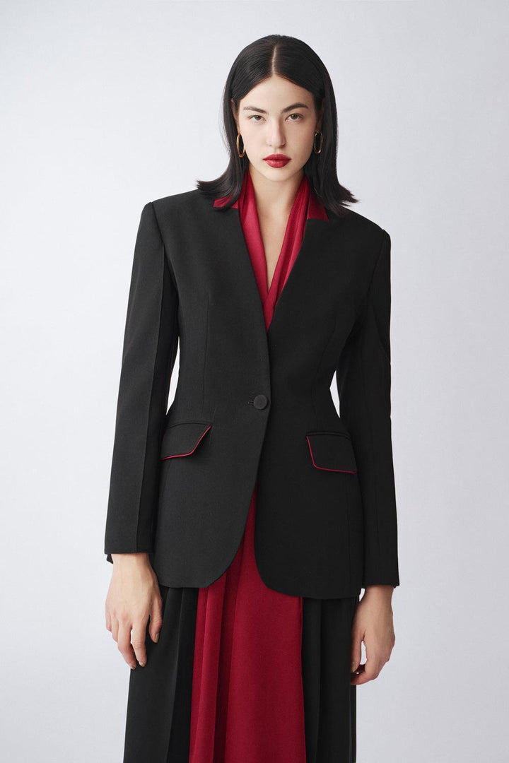 Alva A-line Flap Pocket Poly Silk Blazer - MEAN BLVD