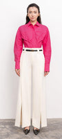 Amabel Straight Slit Hem Polycotton Ankle Length Pants - MEAN BLVD